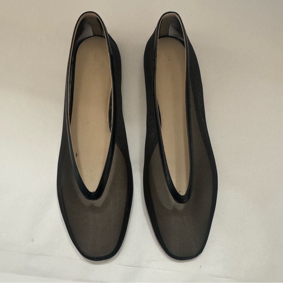 Le Monde Beryl Shoes - LE MONDE BERYL Black Luna Leather Trimmed Mesh Ballerina Flats